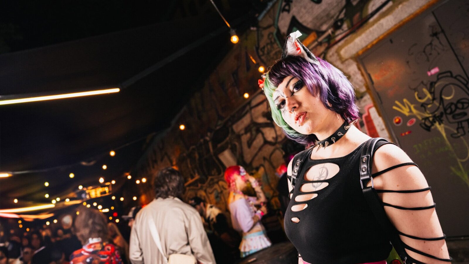 Woman photographed at a queer event in London