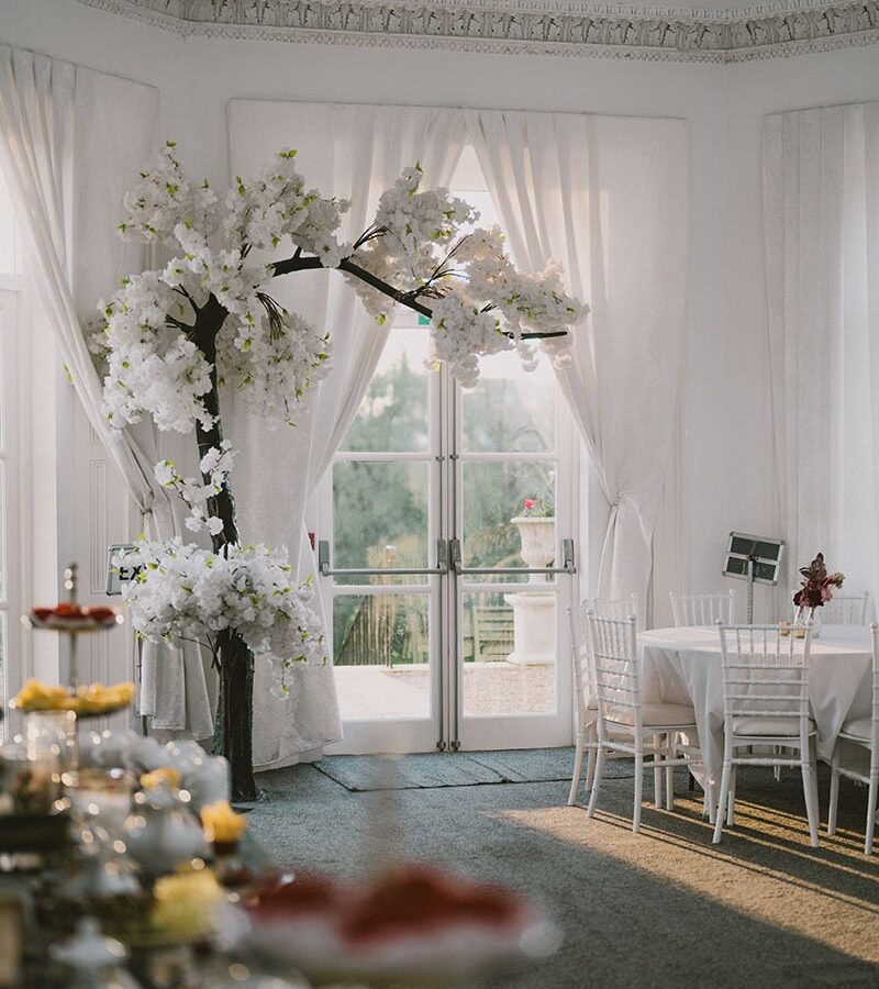 Wedding venue photographed at golden hour in London