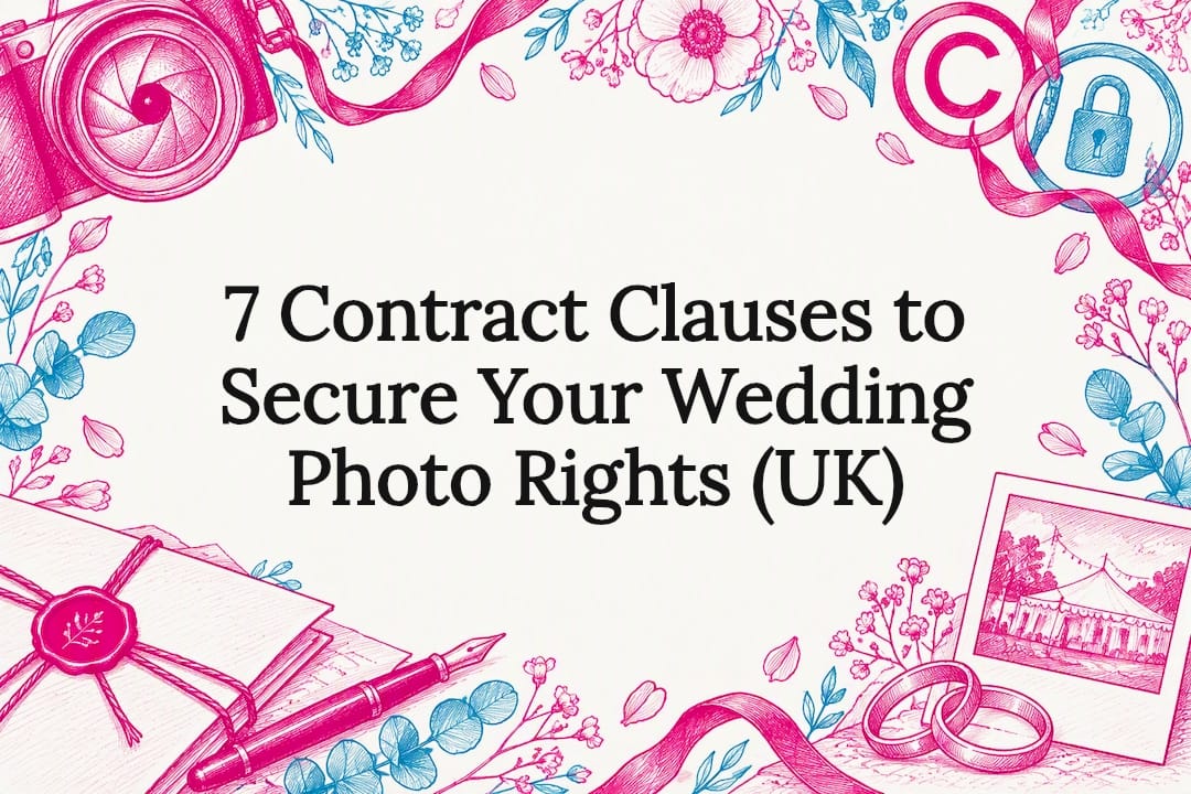 Decorative wedding photo rights title card