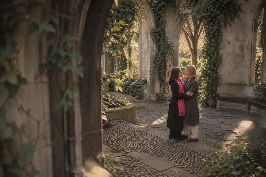 Same-gender couple in St Dunstan ruins