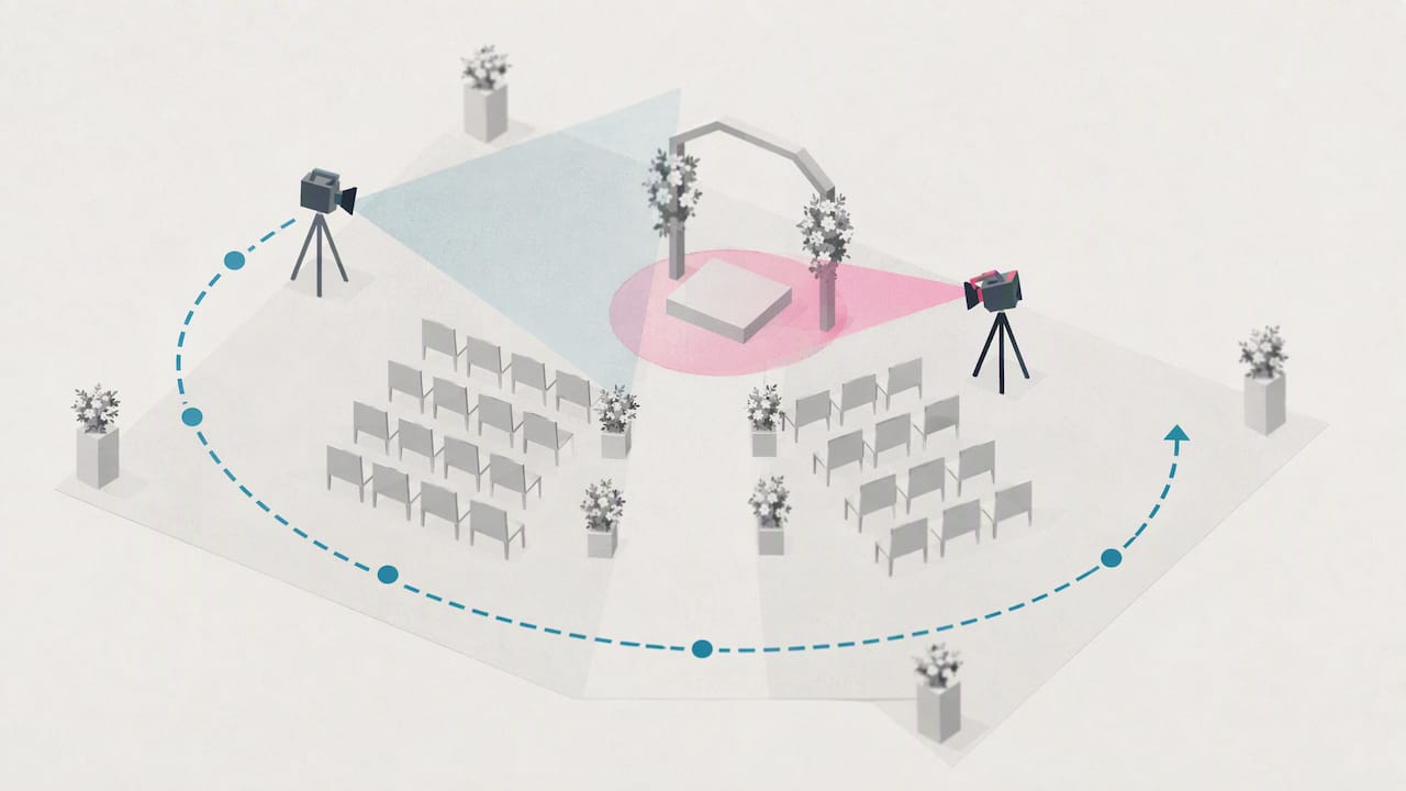 Diagram of coordinated wedding camera positions