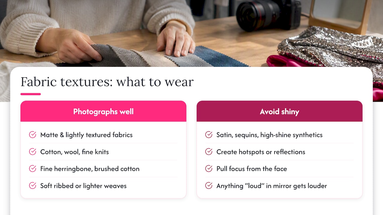 Recommendations on fabric textures that photograph well — overview diagram
