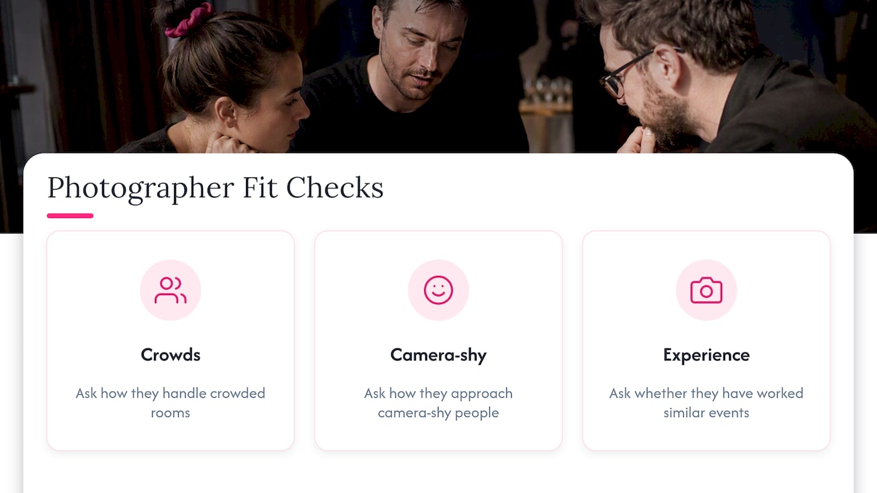 Three checks for choosing an event photographer