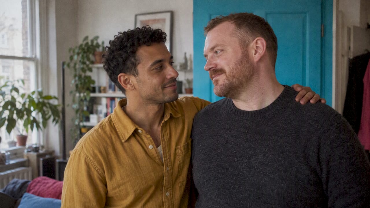 Two men sharing a relaxed home portrait